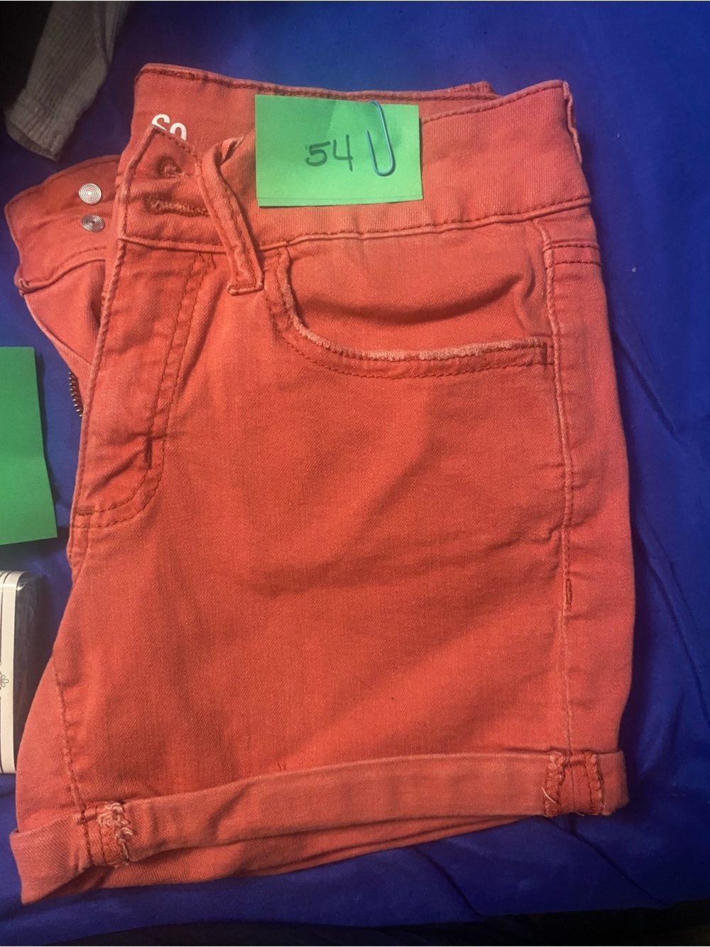 Coral Orange High-Waist Denim Shorts by So